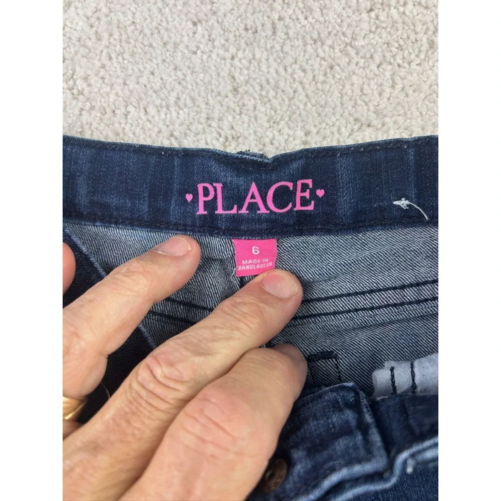 Childrens Place Girls‎ Denim Bermuda Shorts Size 6 Dark Wash Cotton/Spandex